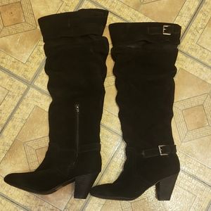 Black Suede Thigh High Boots